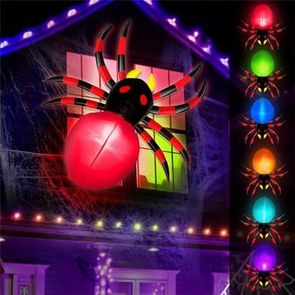 4 Ft Halloween Inflatables Spider Climbing on Window...